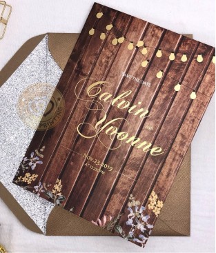 E11011 燙金對折式婚卡(含專屬信封內襯)